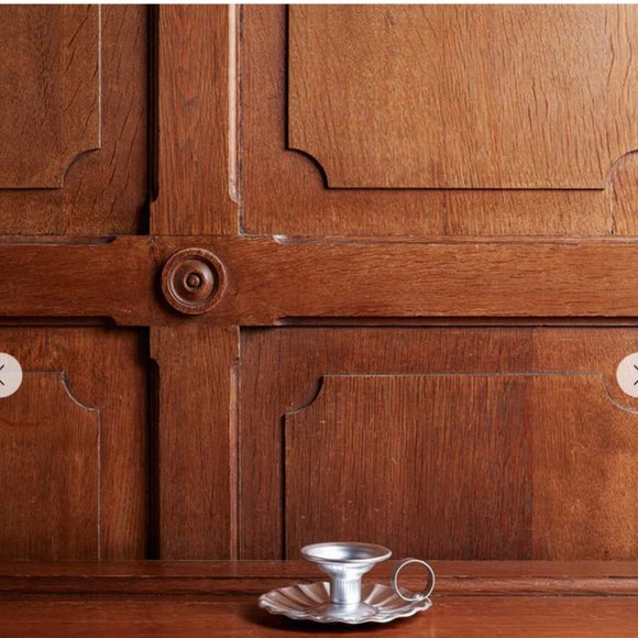 NWT Merci Paris set/2 aluminum silver scalloped taper candle holder - Picture 3 of 10